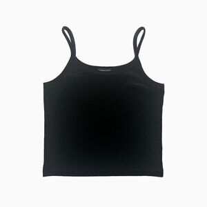 Black Velvet Velour Crop Top Camisole Spaghetti Strap 90s Y2K Goth Grunge Sz Sm
